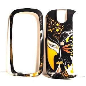  Kabuki Mask with Butterfly on Black Rubberized Snap on 