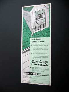 Ruberoid Tite On Roofing Roof Shingles 1949 print Ad  