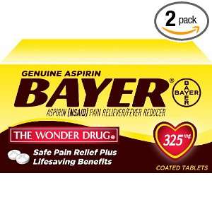  Genuine Bayer Aspirin 325mg Tablets, 50 Count (Pack of 2 