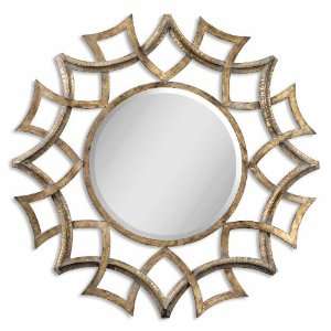  Demarco Round Mirror by Uttermost   Antiqued Gold w/ A 
