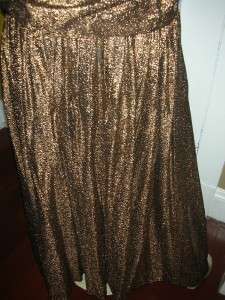 Vintage Custom made Strapless Dress Gold/Black Lame L  