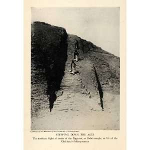 1929 Halftone Print Ziggurat Babel Temple Stairs Chaldees Mesopotamia 