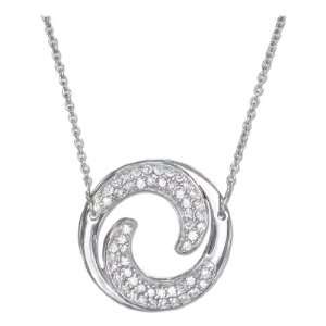   inch to 18 inch Adjustable Double Swirl Necklace with Cubic Zirconias