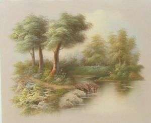 Rusina FOREST RIVER DOCK Oil Painting on Canvas  