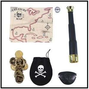 com 23 Pc Pirate Toy Set  Pirate Coins, Map, Compass, Pouch Eye Patch 