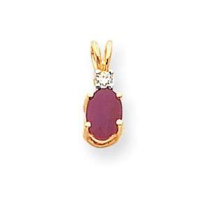  14k Yellow Gold Ruby Diamond Pendant Jewelry