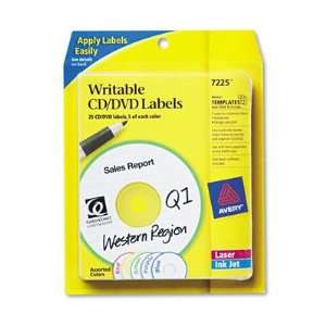   CD/DVD Labels, White/Assorted Color Borders, 25/Pack Electronics