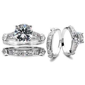  Emitations Brookes CZ Wedding Ring Set, 6, 1 set: Jewelry