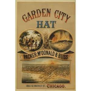 FIRE GARDEN CITY HAT MARKET ST. CHICAGO SMALL VINTAGE POSTER CANVAS 