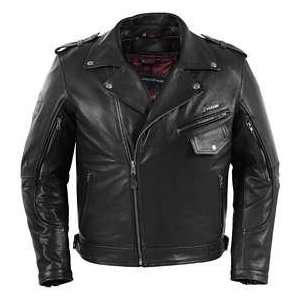  Pokerun Mens Outlaw 2.0 Leather Motorcycle Jacket Black 