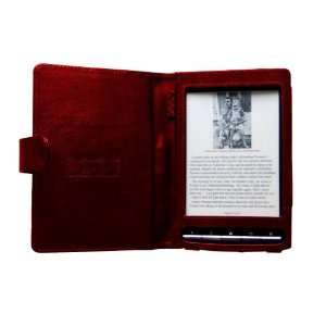  Navitech Red Genuine Napa Leather Flip Open 6 Inch Book 
