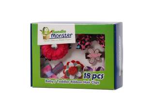 Bundle Monster 18pc Girl Baby Toddler Ribbon Bows Flowers Mixed Design 