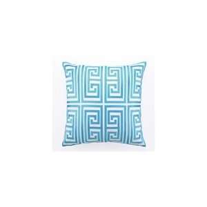   Turquoise Greek Key Embroidered Pillow by Trina Turk: Home & Kitchen
