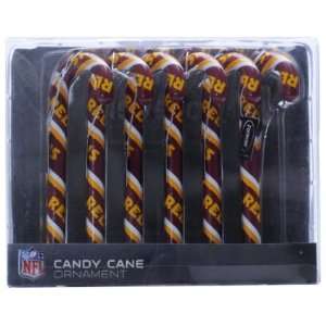  Washington Redskins NFL Candy Cane Ornament Set of 6 