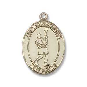  Gold Filled St. Christopher/Lacrosse Pendant: Jewelry