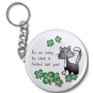  Creative Clam Lucky Kitty Cat St Patricks Day 2.25 Button 