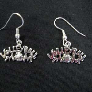  Pewter Volleyball Mom Earrings