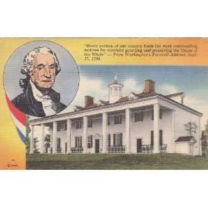  George Washington Mount Vernon Linen Postcard unused   pre 