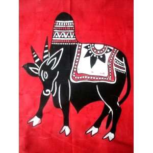  Indian Traditional Ethnic Holy Cow Wildlife Batik Abstract 