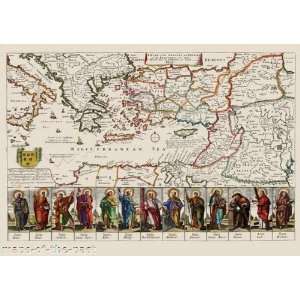   (THE TRAVELS & VOYAGES) MAP BY WILLIAM LOIVTHER 1680: Home & Kitchen
