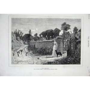   1878 Cotman Fine Art Man Horse Lady Romance Dog Birds: Home & Kitchen