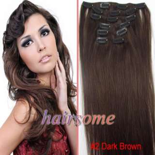   18 Clip In Straight Remy Human Hair Extensions #1b Black 70g  
