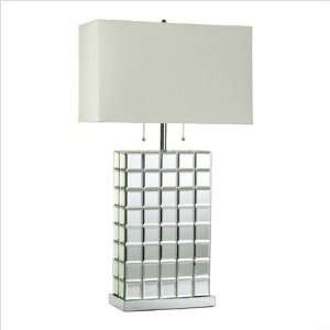  Mirrored Tile Table Lamp in Chrome