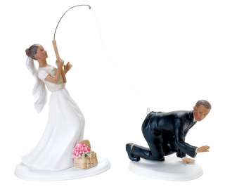 Funny / Sports Wedding Couple Fishing Bride and Caught Groom Cup Cake 