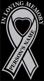 in memory of cancer ribbon decal brain love hope A405  