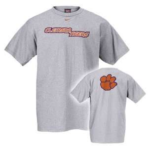 Nike Clemson Tigers Ash Misdirection T shirt:  Sports 