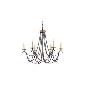 Chart House Medium Marigot Chandelier in Rusted and Old Brass with 
