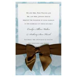 Seashells in the Sea with Brown Bow Pocket Invitations 