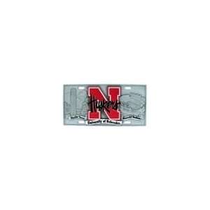  NCAA Nebraska Cornhuskers Pewter License Plate: Sports 