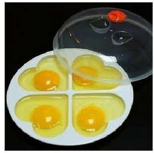 4tray Heart shaped Microwave Egg Tray Ice Cube Mold  