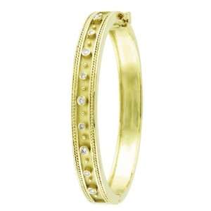  Antique Style Diamond Bangle Bracelet 18K Yellow Gold (0 