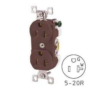 Bryant Cbrs20 Commercial Grade Duplex Receptacle, 20a, 125v, Brown 