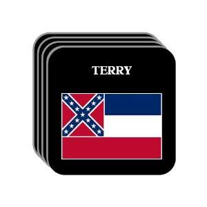   State Flag   TERRY, Mississippi (MS) Set of 4 Mini Mousepad Coasters