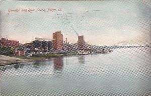 Elevator River Scene Pekin IL 1900s Postcard  