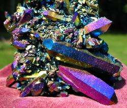 Large Titanium Rainbow / Flame Aura Quartz Crystal Cluster  