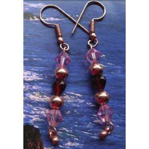  Solid Copper Handcrafted Beaded Dangle Earrings 812 