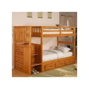  Honey Staircase Bunk Bed Ranch Twin/Twin
