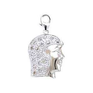  GirlS Head, 14K White Gold Diamond Charm Jewelry