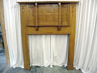 Large Antique Oak Fireplace Mantel With Mix Of Arts & Crafts Modern 