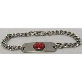 Womens, Ladies, Steel Medical Jewelry ID Bracelet, O LINK Chain, Pink 