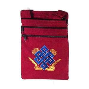  Tibetan Endless Knot Cotton Canvas Bag ~ Maroon: Home 