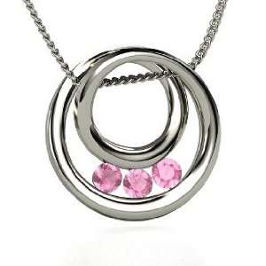 Inner Circle Necklace, Round Pink Tourmaline Sterling Silver Necklace