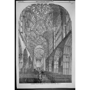 1858 SHERBOURNE MINSTER INTERIOR ARCHITECTURE ANTIQUE 