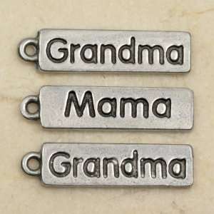  GRANDMA MAMA 2 Sided Rectangle Pewter Charms Lot of 3 