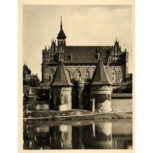  1935 Malbork Castle Nogat River Poland Photogravure 
