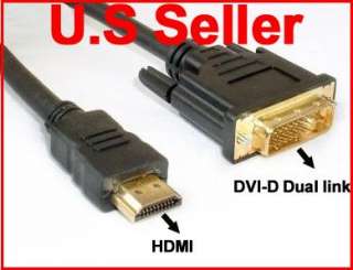 ft DVI male to HDMI male cable DVI D dual link 24+1  